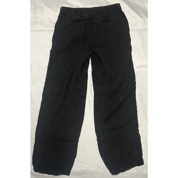 Caslon Womens 100% Linen Pants Size 2P Petite Black Hook Loop Button Details - Picture 4 of 8